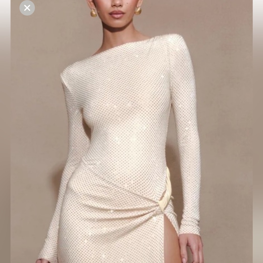 Meshki Deanna Long Sleeve Dress with Side Slit Sequin